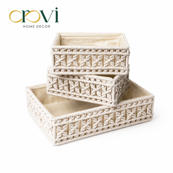 ROVI Élan Macramé Basket Collection Set of 3