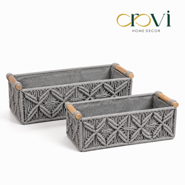 OROVI Maison Weave™ Macramé Storage Basket Set Of 2