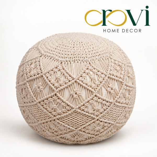 Orovi Élan Macramé Cotton Pouf